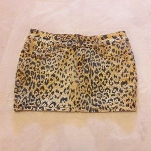 Denim Cheetah Print Skirt